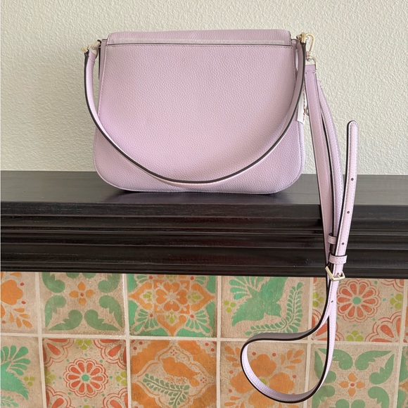 NWT ♠️ KATE SPADE 💜 Polly Large Flap Crossbody Bag in Pebbled Leather Lavender - Picture 6 of 10
